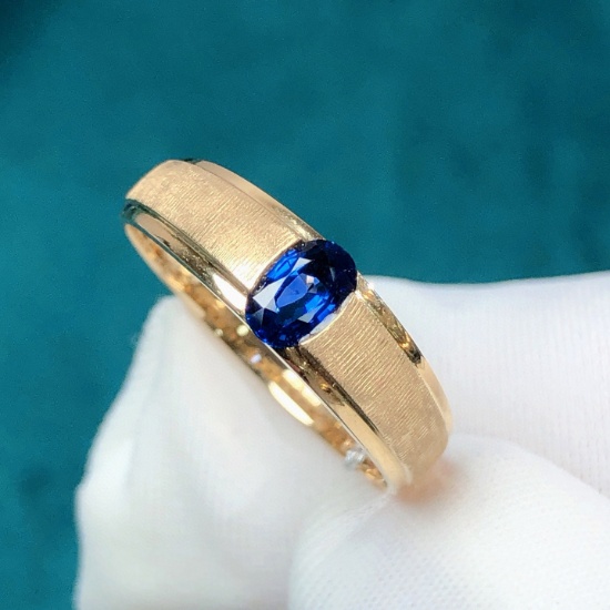 14k Gold 0.36 Ct Vivid Blue Natural Sapphire Ring