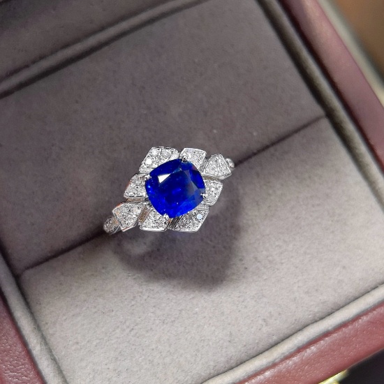 14k Gold 1.97 Ctw Natural Sapphire & Diamond Ring