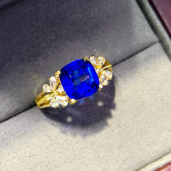 14k Gold 2.69 Ctw Natural Sapphire & Diamond Ring
