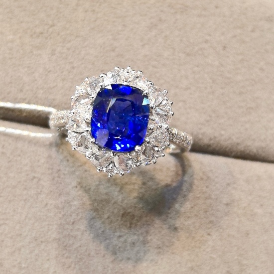 14k Gold 2.77 Ctw Natural Sapphire & Diamond Ring