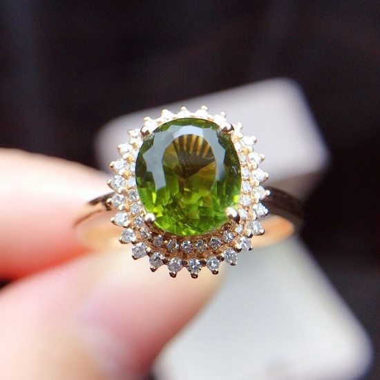 14k Gold 2.21 Ctw Natural Tourmaline & Diamond Ring