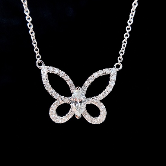 14k Gold 0.28 Ct Natural H Diamond Necklace