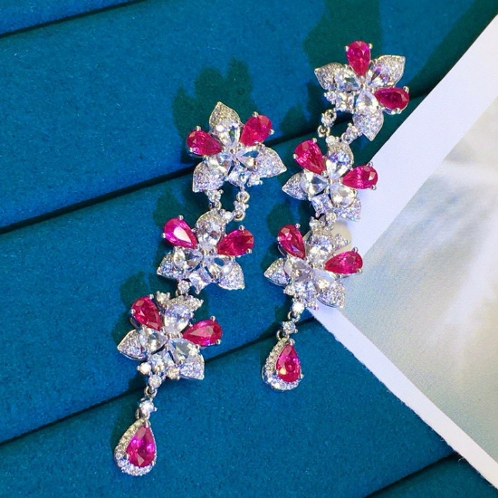 14k Gold 7.05 Ctw Natural Ruby & Sapphire Earrings