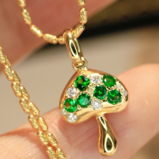 14k Gold 0.41 Ctw Vivid Green Natural Tsavorite & Diamond Pendant( Without Chain )