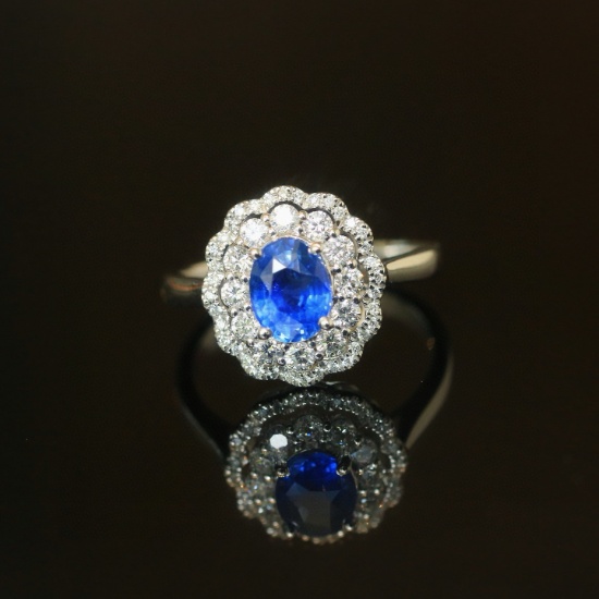 14k Gold 2.16 Ctw Natural Sapphire & Diamond Ring