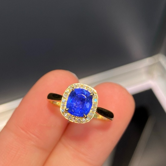 14k Gold 1.16 Ct Natural Sapphire & Diamond Ring