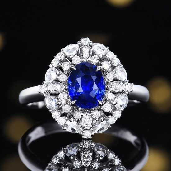 14k Gold 2.14 Ctw Natural Sapphire & Diamond Ring