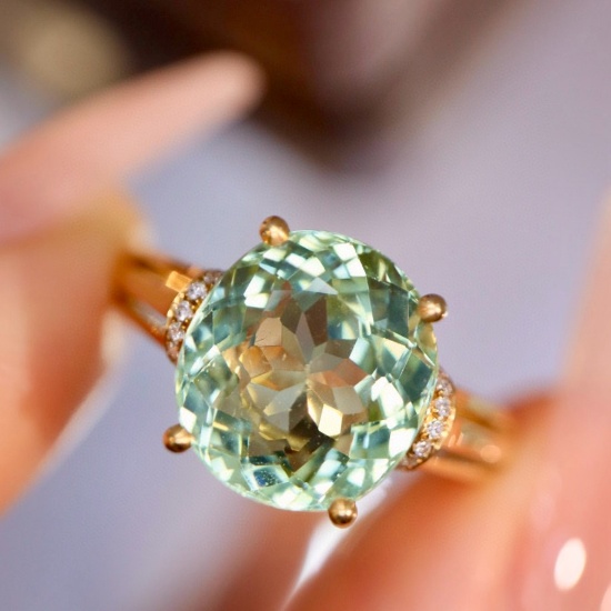 14k Gold 4.45 Ctw Natural Tourmaline & Diamond Ring