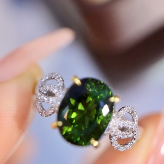 14k Gold 2.83 Ctw Natural Tourmaline & Diamond Ring
