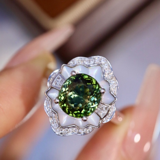 14k Gold 2.66 Ctw Natural Tourmaline & Diamond Ring