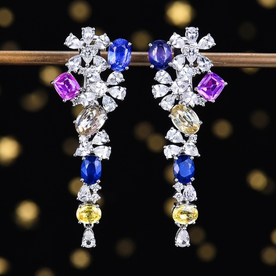 14k Gold 10.06 Ctw Natural Sapphire & Sapphire Earrings