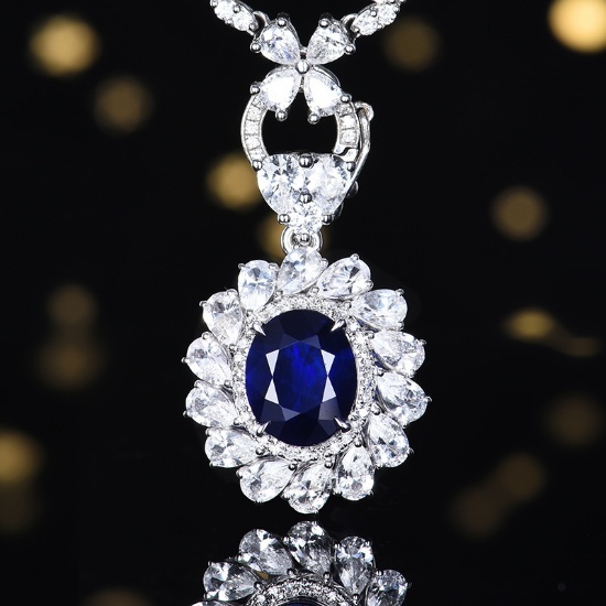 14k Gold 5.01 Ctw Natural Sapphire & Sapphire Pendant( Without Chain )