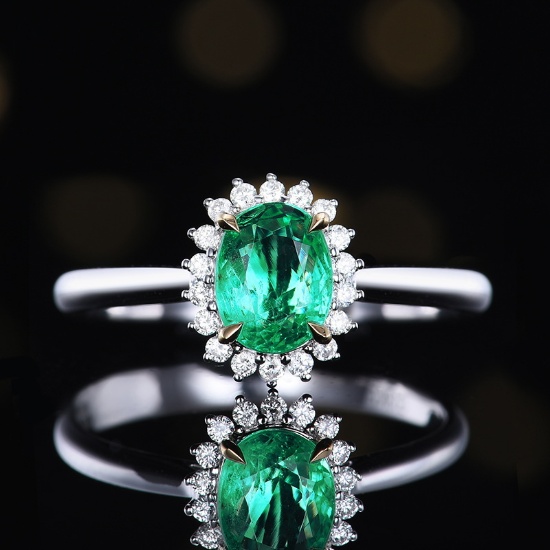 14k Gold 1.06 Ctw Natural Emerald & Diamond Ring