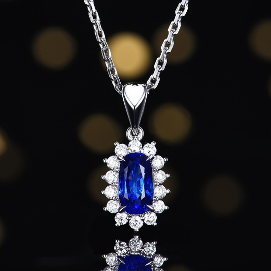 14k Gold 1.22 Ctw Natural Sapphire & Diamond Pendant( Without Chain )