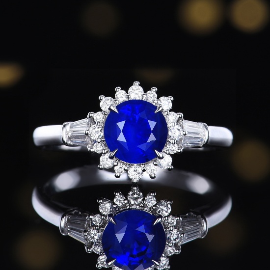 14k Gold 1.56 Ctw Natural Sapphire & Diamond Ring