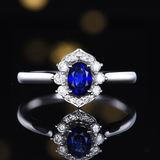 14k Gold 0.78 Ctw Natural Sapphire & Diamond Ring