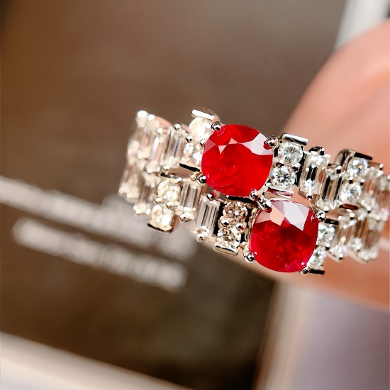 14k Gold 1.73 Ctw Natural Ruby & Diamond Ring