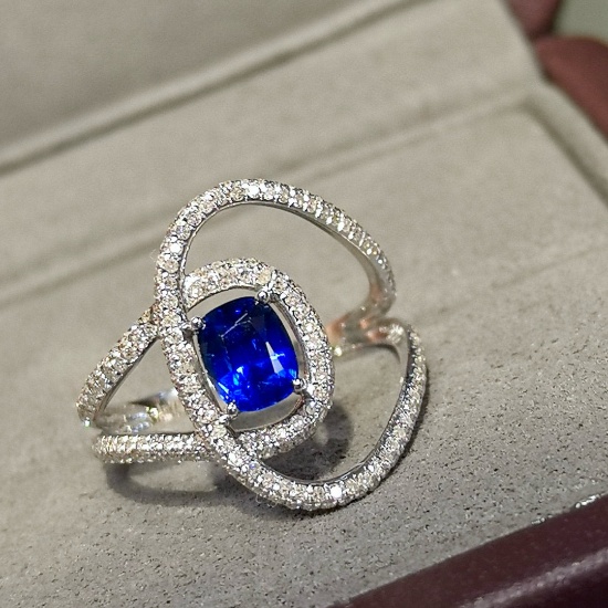 14k Gold 1.71 Ctw Natural Sapphire & Diamond Ring