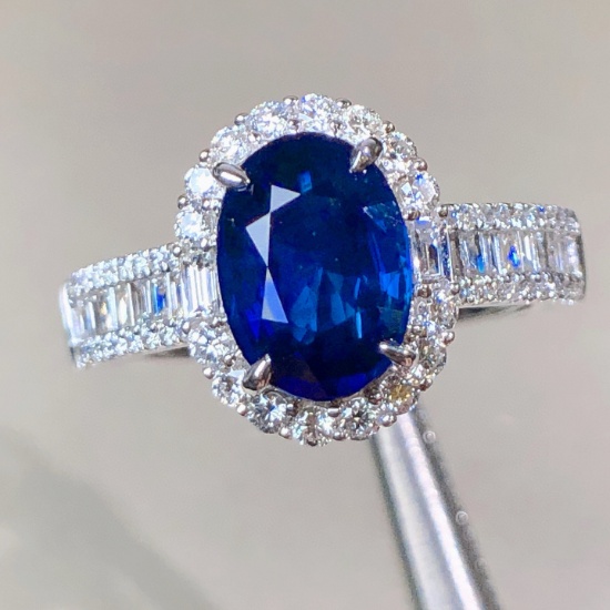 14k Gold 2.90 Ctw Natural Sapphire & Diamond Ring