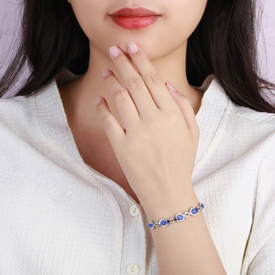 14k Gold 3.91 Ctw Natural Sapphire & Diamond Bracelet