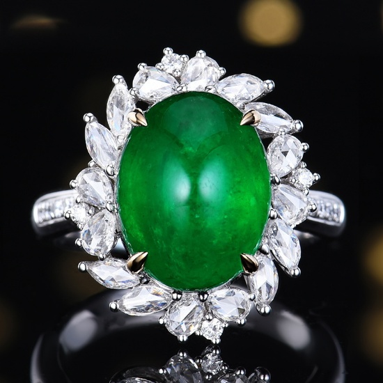 14k Gold 7.51 Ctw Vivid Green Natural Emerald & Diamond Ring/pendant( Without Chain )