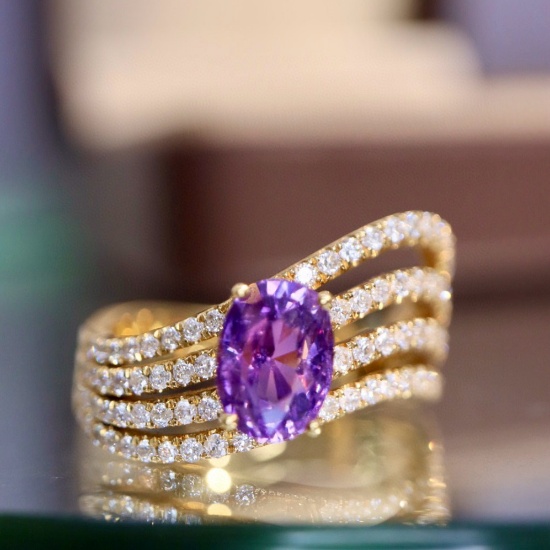 14k Gold 2.29 Ctw Natural Sapphire & Diamond Ring