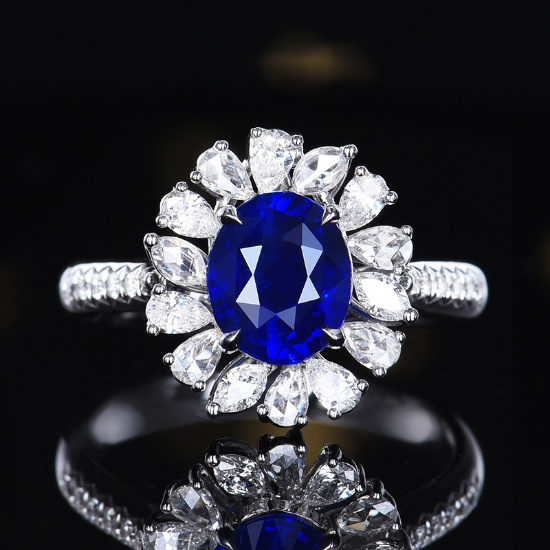 14k Gold 2.75 Ctw Natural Sapphire & Diamond Ring/pendant( Without Chain )