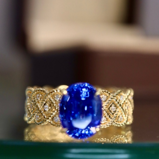 14k Gold 2.43 Ctw Natural Sapphire & Diamond Ring