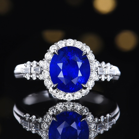 14k Gold 3.60 Ctw Natural Sapphire & Diamond Ring