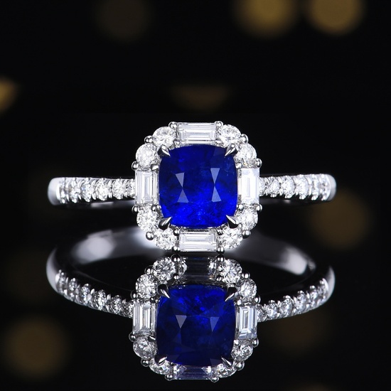 14k Gold 1.69 Ctw Natural Sapphire & Diamond Ring
