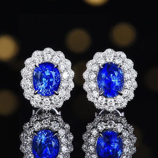 14k Gold 2.84 Ctw Natural Sapphire & Diamond Earrings