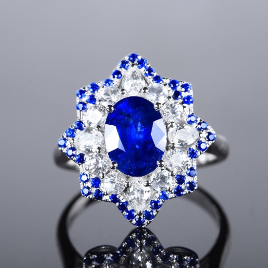 14k Gold 3.88 Ctw Natural Sapphire & Sapphire Ring