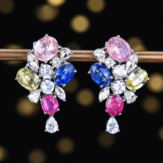 14k Gold 7.58 Ctw Natural Sapphire & Sapphire Earrings