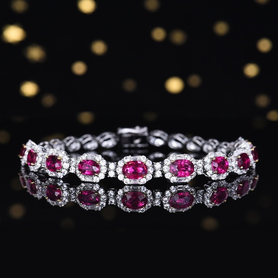 14k Gold 4.58 Ct Natural Ruby & Sapphire Bracelet