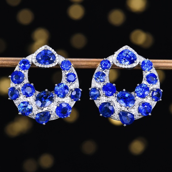 14k Gold 9.5 Ctw Natural Sapphire & Diamond Earrings