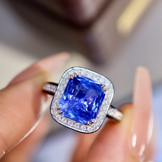 14k Gold 4.84 Ctw Natural Sapphire & Diamond Ring