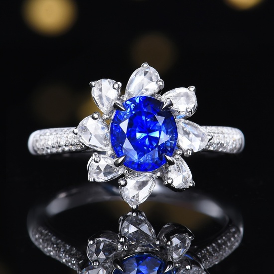 14k Gold 2.57 Ctw Natural Sapphire & Diamond Ring