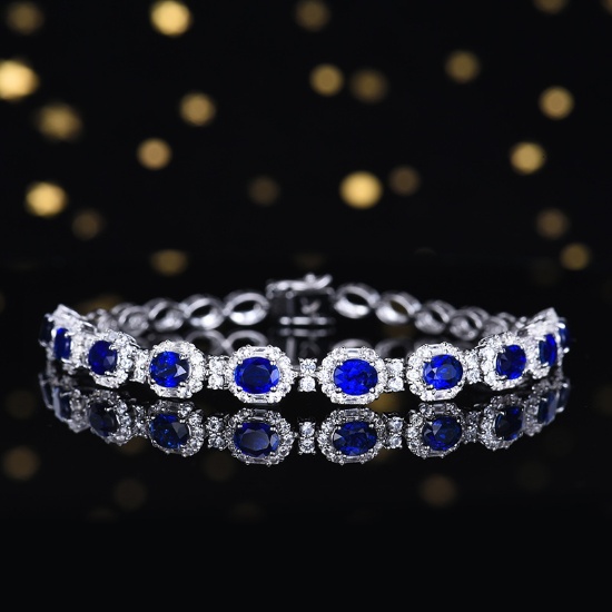 14k Gold 6.98 Ctw Natural Sapphire & Sapphire Bracelet