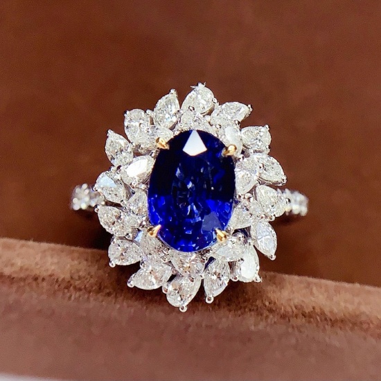 14k Gold 2.43 Ct Natural Sapphire & Diamond Ring