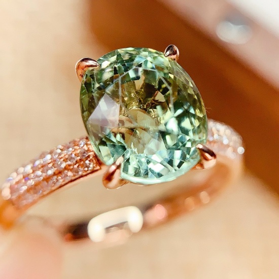 14k Gold 3.6 Ct Natural Tourmaline & Diamond Ring