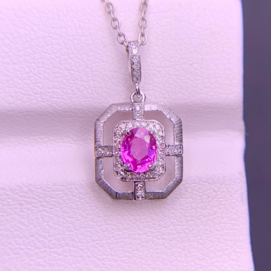 14k Gold 0.58 Ct Natural Sapphire & Diamond Pendant( Without Chain )
