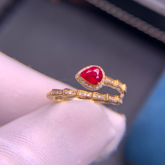 14k Gold 0.6 Ct Natural Ruby & Diamond Ring