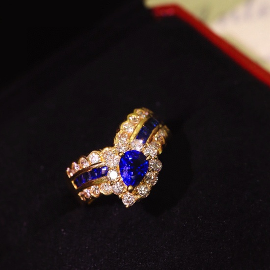 14k Gold 1.47 Ctw Natural Sapphire & Diamond Ring