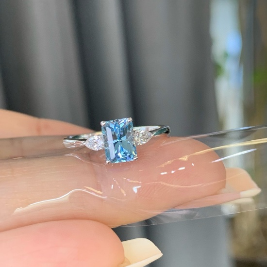 14k Gold 1.15 Ctw Natural Aquamarine & Diamond Ring