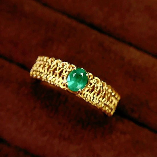 14k Gold 0.4 Ct Natural Emerald Ring