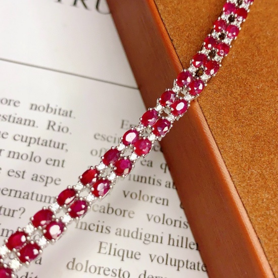 14k Gold 12.73 Ct Natural Ruby & Diamond Bracelet