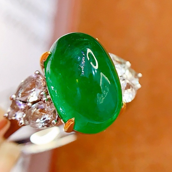 14k Gold 5 Ct Natural Emerald & Sapphire Ring