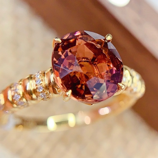 14k Gold 3.35 Ct Natural Tourmaline & Diamond Ring