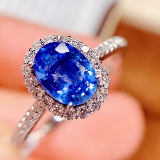 14k Gold 1.55 Ct Natural Sapphire & Diamond Ring