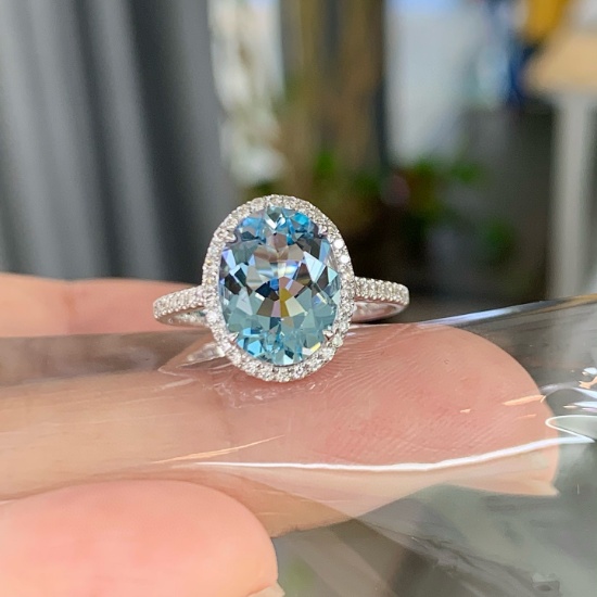 14k Gold 2.71 Ctw Natural Aquamarine & Diamond Ring